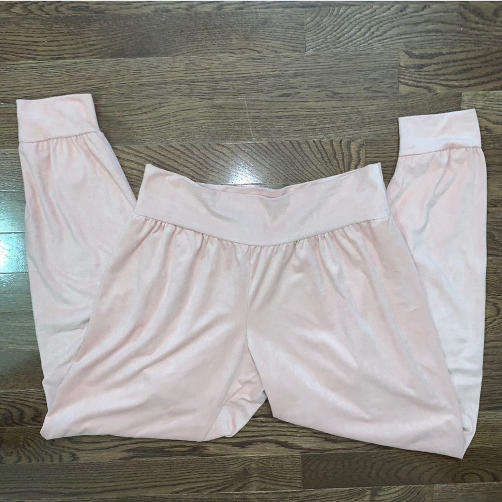 Suede pink parachute pants